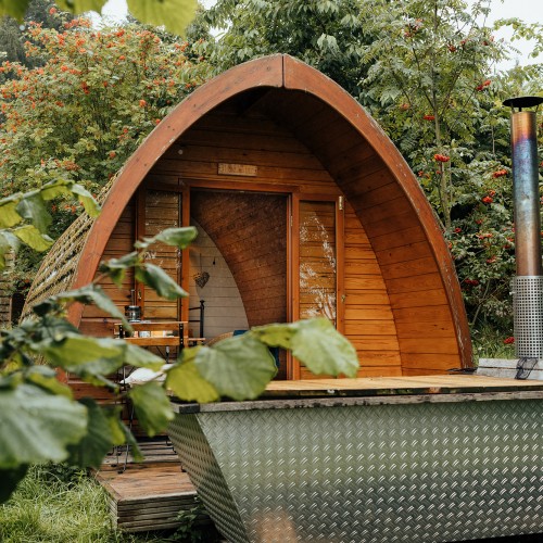 Cosy Wooden Glamping Pod  Wood Fired Hot Tub can be delivered to your Pod  at Glenshee Glamping