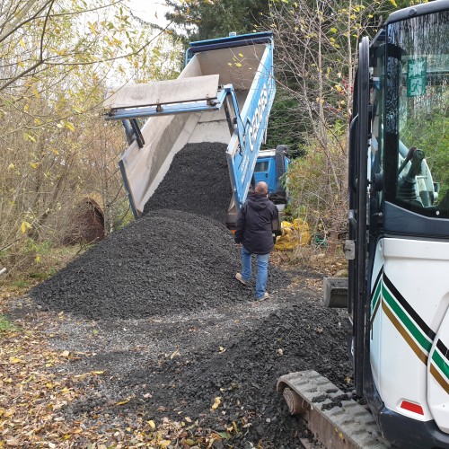 diggers in for new pathways in maintenance Nove...