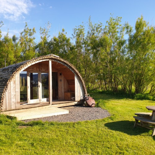 Mulberry Cabin Wood burning stove and an external fire pitat Glenshee Glamping